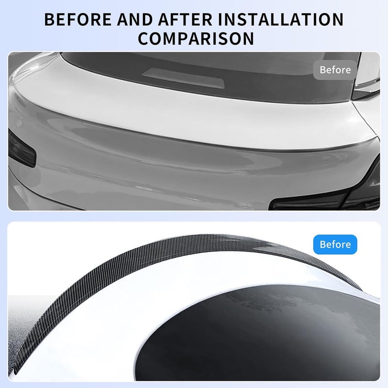 SHINELINERS Rear Spoiler for Tesla Model Y Juniper (Standard/Premium/Performance) 2025-2026, Carbon Fiber Pattern Trunk Wing, No-Drill Installation - Image 2